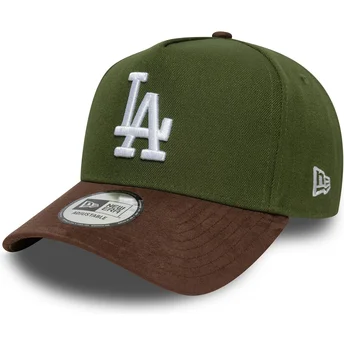 Gorra curva verde y marrón snapback 9FORTY E Frame Suede Visor de Los Angeles Dodgers MLB de New Era