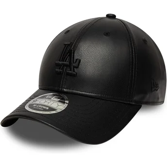 Gorra curva negra snapback con logo negro 9FORTY M-Crown PU de Los Angeles Dodgers MLB de New Era