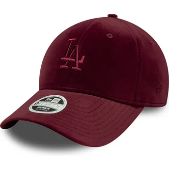 Gorra curva granate ajustable para mujer 9FORTY Velour de Los Angeles Dodgers MLB de New Era