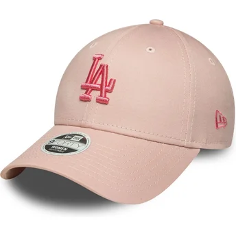 Gorra curva rosa ajustable para mujer con logo rosa 9FORTY League Essential de Los Angeles Dodgers MLB de New Era