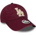 gorra-curva-granate-ajustable-para-mujer-con-logo-beige-9twenty-boucle-de-los-angeles-dodgers-mlb-de-new-era