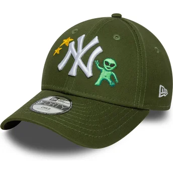 Gorra curva verde ajustable para niño 9FORTY Space Icon de New York Yankees MLB de New Era