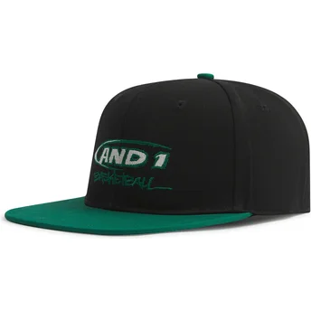 Gorra plana negra y verde snapback Graffiti Logo de AND1