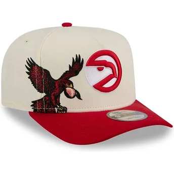 Gorra curva beige y roja snapback 9FIFTY A Frame Precurved Hardwood Classics de Atlanta Hawks NBA de New Era