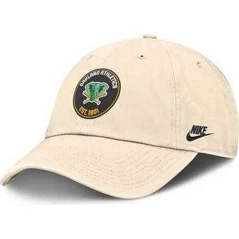 Gorra curva beige ajustable Club Unstructured Organic Cotton de Oakland Athletics MLB de Nike