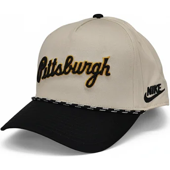 Gorra curva beige y negra snapback Rise Structured de Pittsburgh Pirates MLB de Nike
