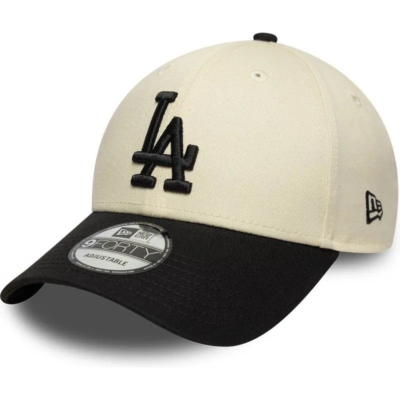 gorra-curva-beige-y-negra-ajustable-9forty-colour-block-de-los-angeles-dodgers-mlb-de-new-era