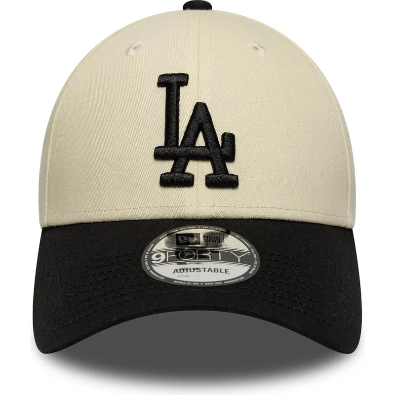 gorra-curva-beige-y-negra-ajustable-9forty-colour-block-de-los-angeles-dodgers-mlb-de-new-era