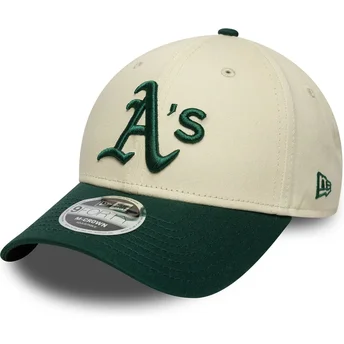 Gorra curva beige y verde snapback 9FORTY M-Crown de Oakland Athletics MLB de New Era