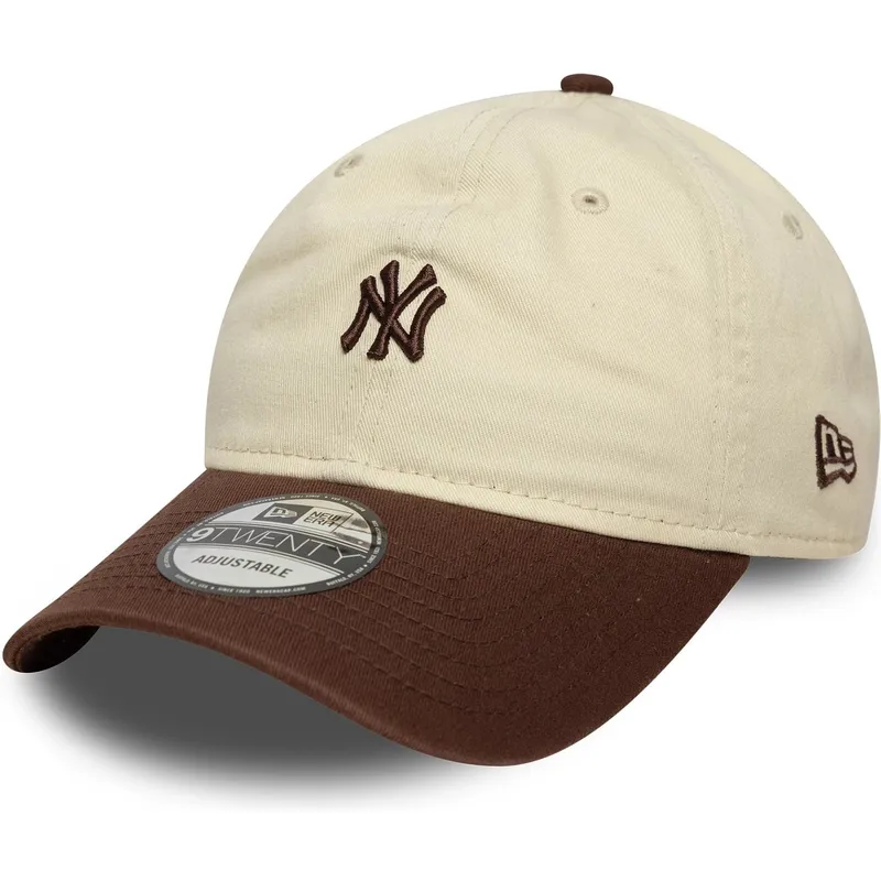gorra-curva-beige-y-marron-ajustable-9twenty-mini-washed-de-new-york-yankees-mlb-de-new-era