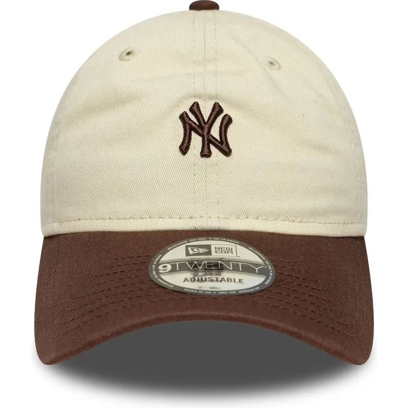 gorra-curva-beige-y-marron-ajustable-9twenty-mini-washed-de-new-york-yankees-mlb-de-new-era
