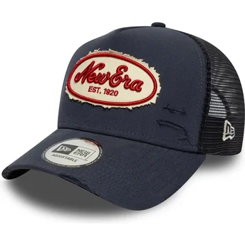 Gorra trucker azul marino A Frame Oval Canvas Distress de New Era