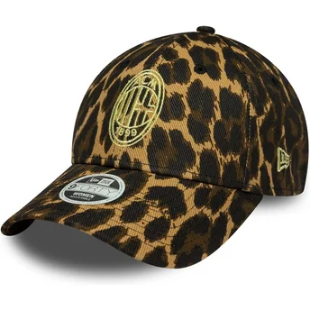 Gorra curva leopardo ajustable para mujer 9FORTY de AC Milan Serie A de New Era