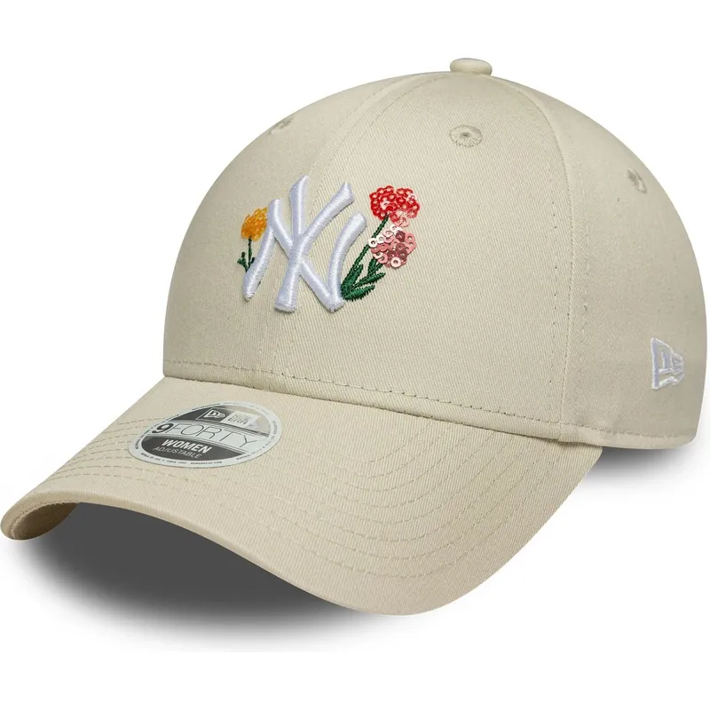 gorra-curva-beige-ajustable-para-mujer-9forty-floral-icon-de-new-york-yankees-mlb-de-new-era
