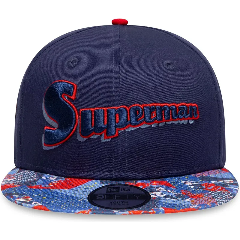 gorra-plana-azul-marino-snapback-para-nino-9fifty-de-superman-dc-comics-de-new-era