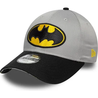Gorra curva gris y negra ajustable para niño 9FORTY de Batman DC Comics de New Era