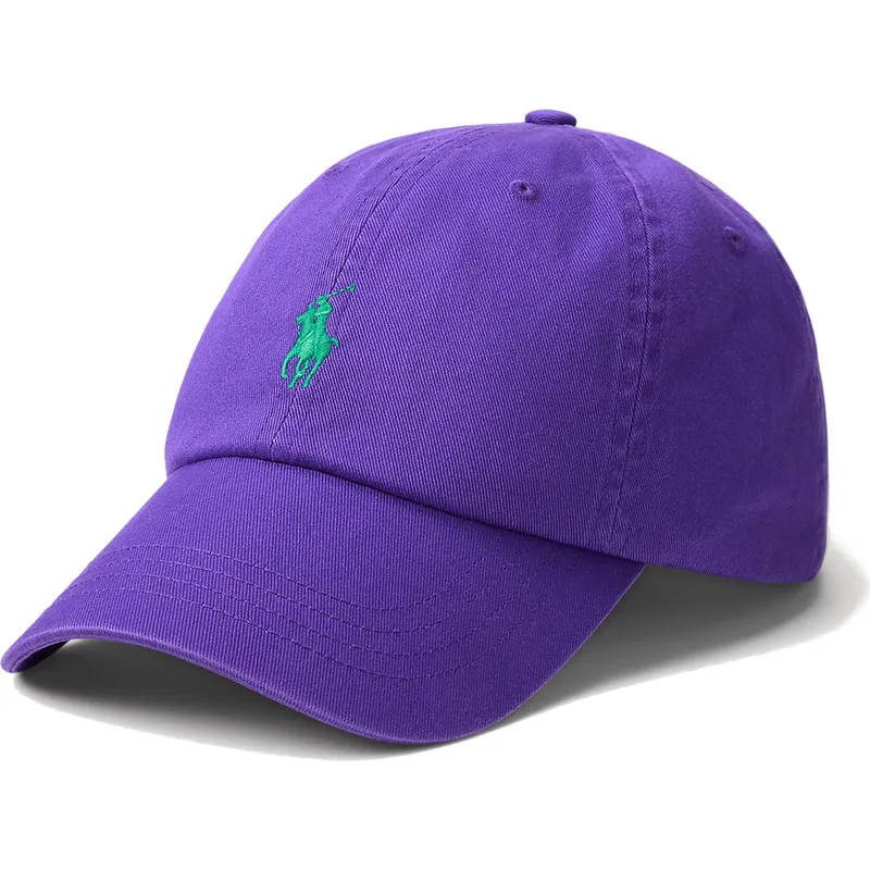 gorra-curva-violeta-ajustable-con-logo-verde-cotton-chino-classic-sport-de-polo-ralph-lauren