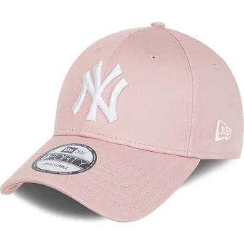 gorra-curva-rosa-claro-ajustable-con-logo-blanco-9forty-league-essential-de-new-york-yankees-mlb-de-new-era
