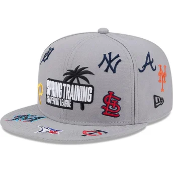 Gorra plana gris snapback 9FIFTY Scattered Grapefruit League Logo de MLB de New Era