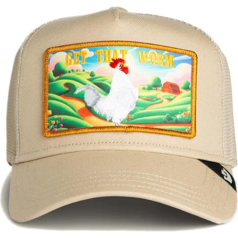 gorra-trucker-beige-gallo-get-that-worm-greener-grass-the-farm-de-goorin-bros