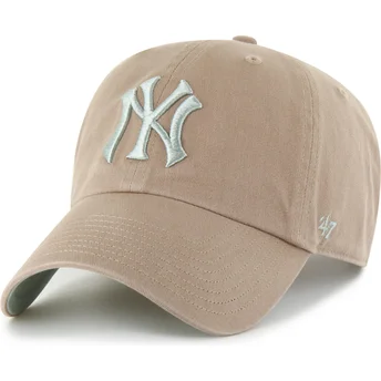 Gorra curva marrón ajustable Clean Up Ballpark de New York Yankees MLB de 47 Brand