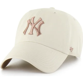 Gorra curva beige ajustable Clean Up Ballpark Mojave de New York Yankees MLB de 47 Brand