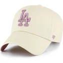 gorra-curva-beige-ajustable-con-logo-violeta-clean-up-ballpark-de-los-angeles-dodgers-mlb-de-47-brand