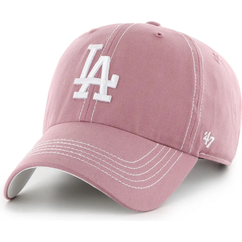 gorra-curva-rosa-ajustable-clean-up-contrast-stitch-de-los-angeles-dodgers-mlb-de-47-brand