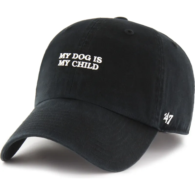 gorra-curva-negra-ajustable-my-dog-is-my-child-phrase-clean-up-base-runner-icon-de-47-brand