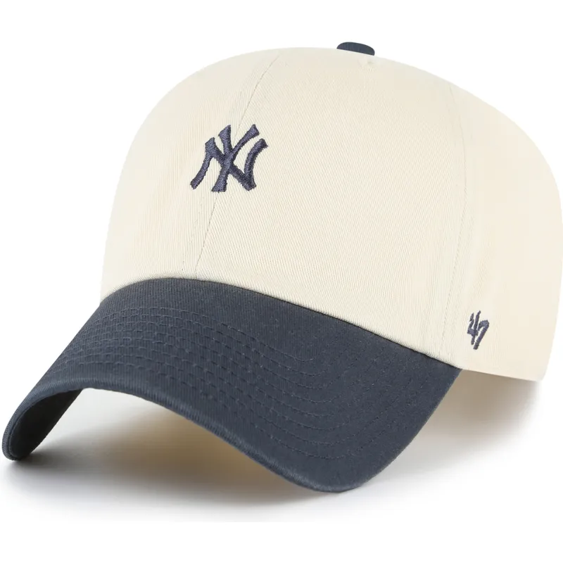 gorra-curva-beige-y-azul-marino-ajustable-clean-up-base-runner-two-tone-de-new-york-yankees-mlb-de-47-brand