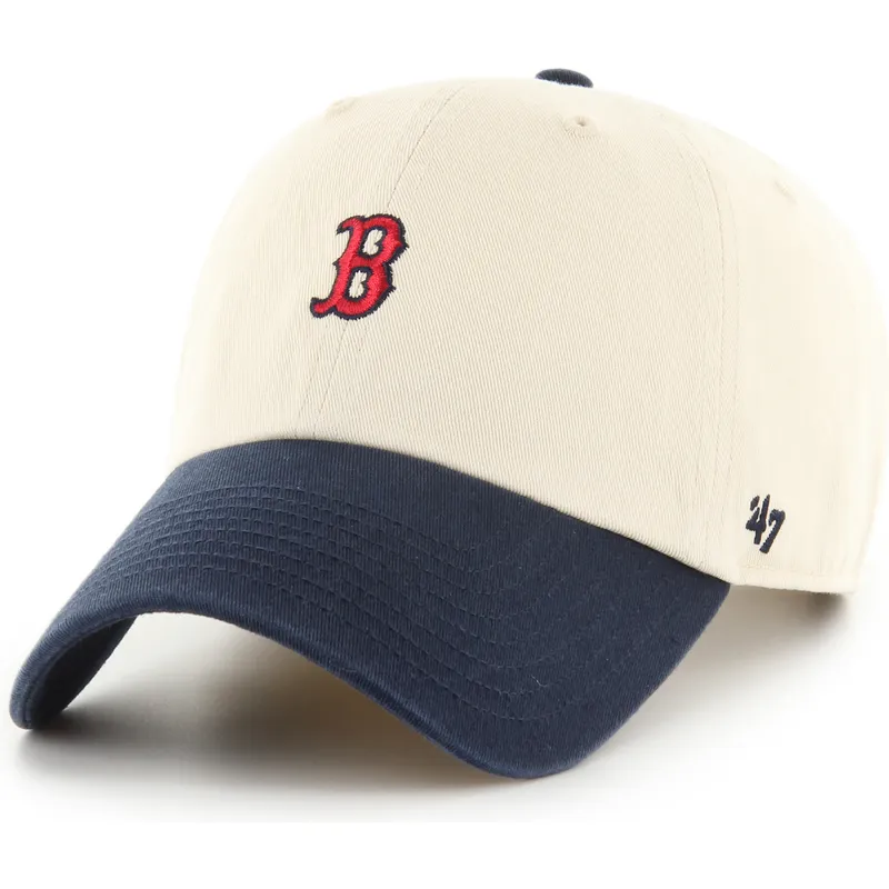 gorra-curva-beige-y-azul-marino-ajustable-clean-up-base-runner-sure-shot-two-tone-de-boston-red-sox-mlb-de-47-brand
