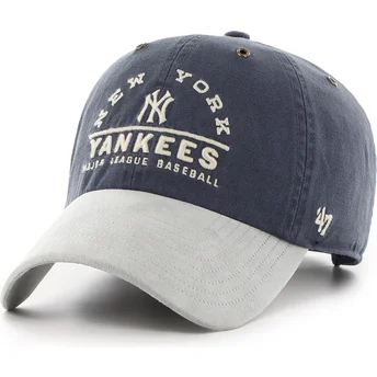 Gorra curva azul marino y gris ajustable Clean Up Windham Suede Vintage de New York Yankees MLB de 47 Brand