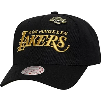 Gorra curva negra snapback Pinned Gold Pro de Los Angeles Lakers NBA de Mitchell & Ness