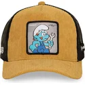 gorra-trucker-marron-y-negra-pitufo-manitas-smu-handy-los-pitufos-de-capslab