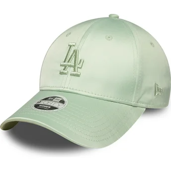 Gorra curva verde ajustable para mujer 9FORTY Bow Back Satin de Los Angeles Dodgers MLB de New Era