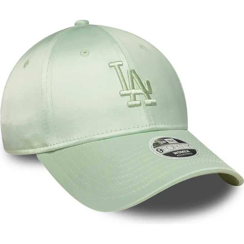 gorra-curva-verde-ajustable-para-mujer-9forty-bow-back-satin-de-los-angeles-dodgers-mlb-de-new-era
