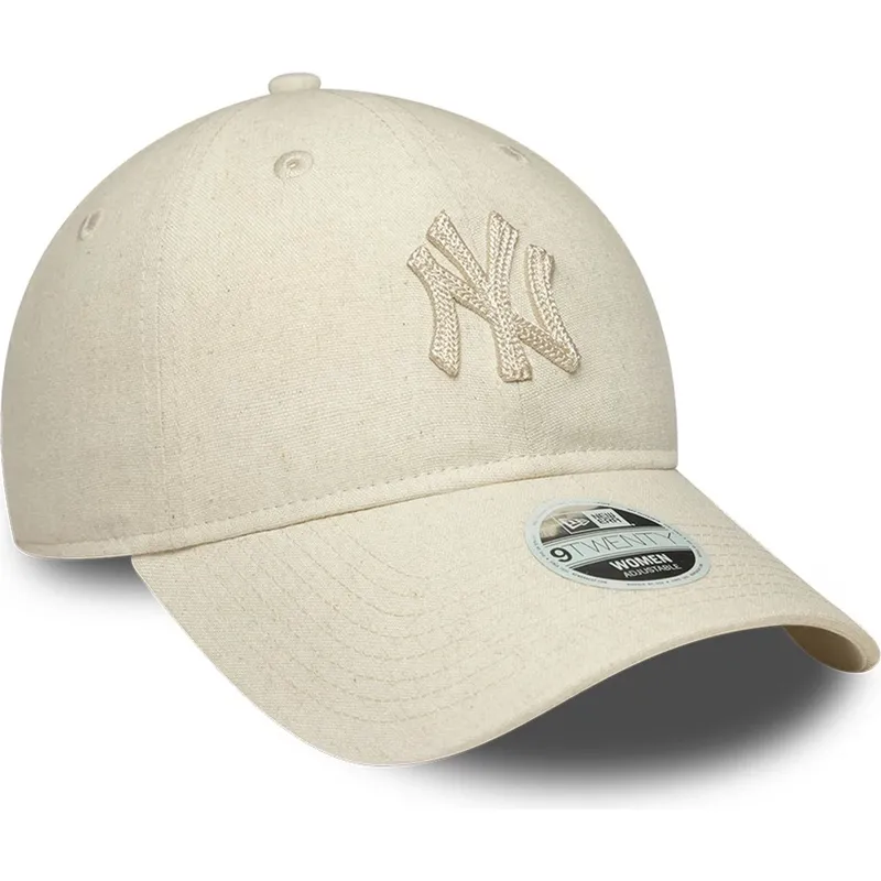 gorra-curva-beige-ajustable-con-logo-beige-para-mujer-9twenty-midi-linen-de-new-york-yankees-mlb-de-new-era