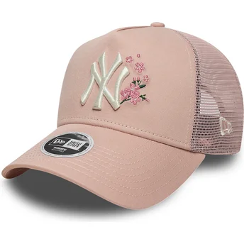 Gorra trucker rosa para mujer 9FORTY A Frame Floral de New York Yankees MLB de New Era