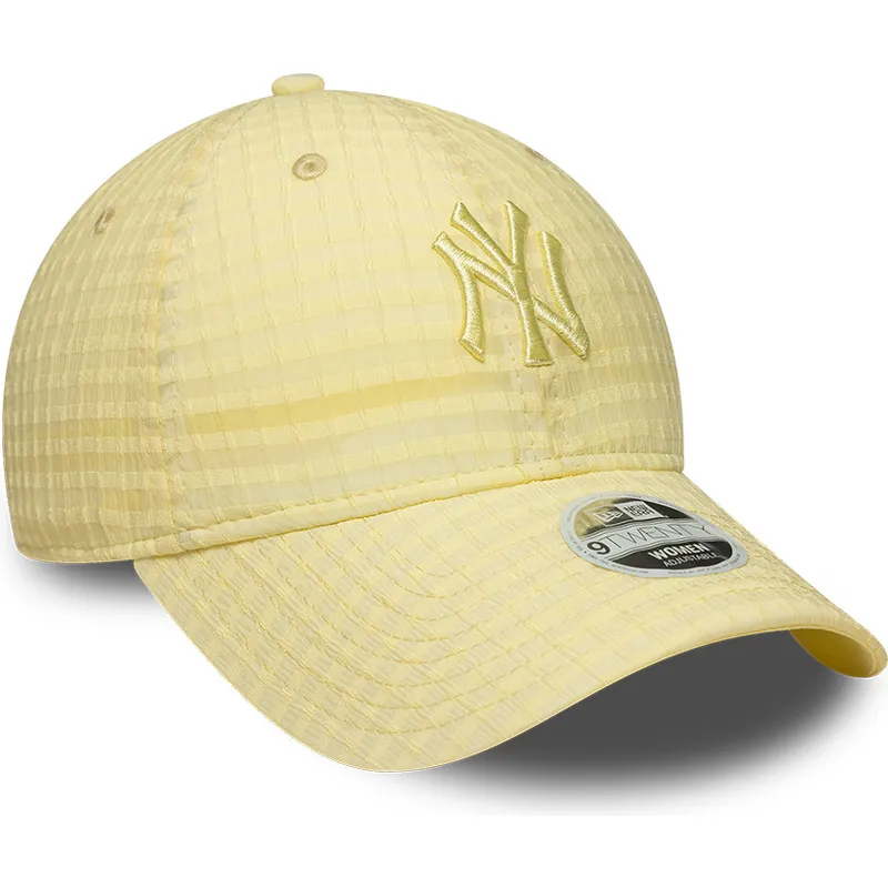 gorra-curva-amarilla-ajustable-con-logo-amarillo-para-mujer-9twenty-seersucker-de-new-york-yankees-mlb-de-new-era