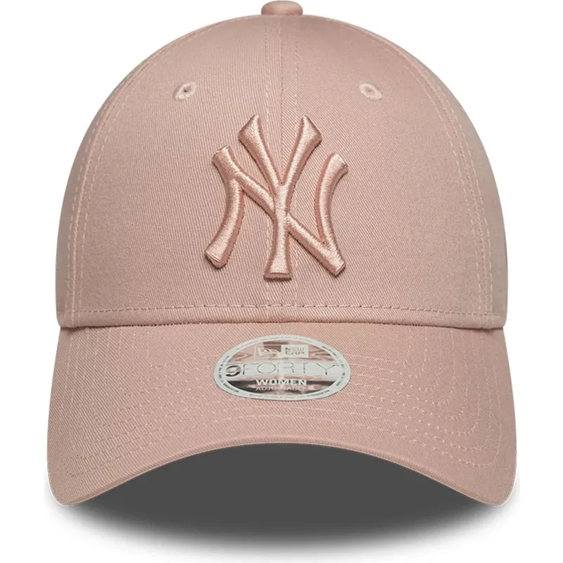 gorra-curva-rosa-ajustable-con-logo-rosa-para-mujer-9forty-league-essential-de-new-york-yankees-mlb-de-new-era