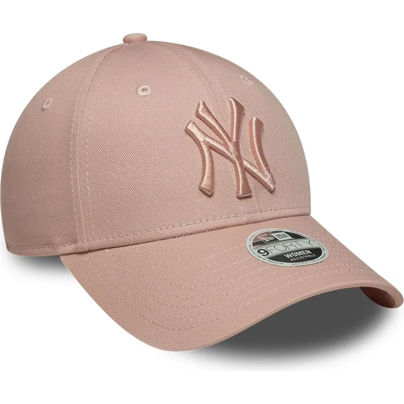 gorra-curva-rosa-ajustable-con-logo-rosa-para-mujer-9forty-league-essential-de-new-york-yankees-mlb-de-new-era