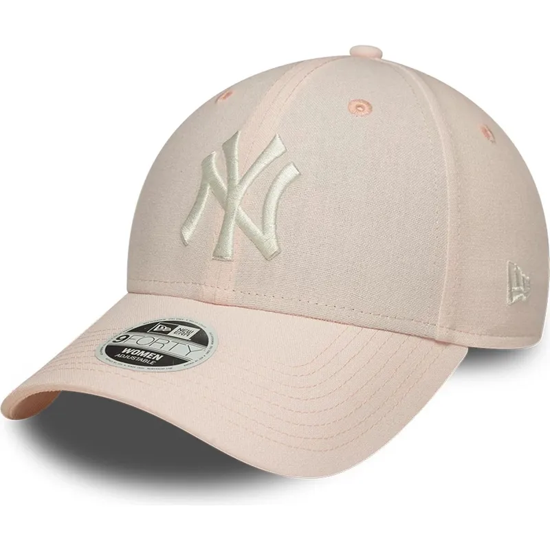 gorra-curva-rosa-claro-ajustable-para-mujer-9forty-linen-de-new-york-yankees-mlb-de-new-era