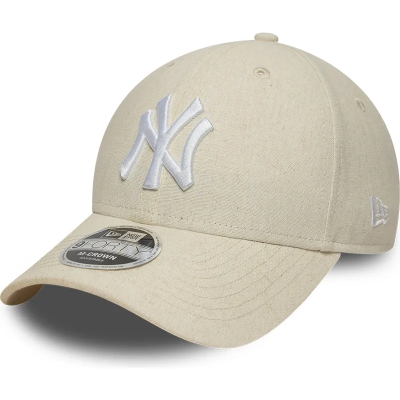 gorra-curva-beige-snapback-9forty-m-crown-linen-de-new-york-yankees-mlb-de-new-era