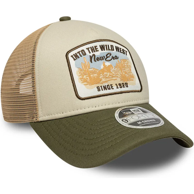 gorra-trucker-beige-y-verde-9forty-m-crown-a-frame-de-new-era