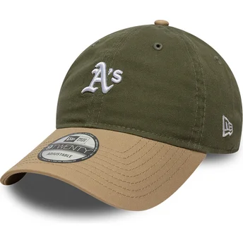 Gorra curva verde y marrón ajustable 9TWENTY Mini Washed Contrast de Oakland Athletics MLB de New Era
