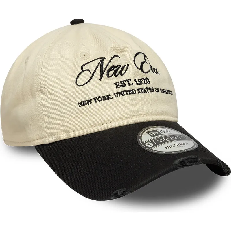gorra-curva-beige-y-negra-ajustable-9twenty-wash-distress-a-frame-de-new-era