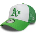gorra-trucker-verde-y-blanca-con-logo-verde-a-frame-league-essential-de-oakland-athletics-mlb-de-new-era