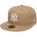 gorra-plana-marron-claro-ajustada-59fifty-league-essential-de-new-york-yankees-mlb-de-new-era