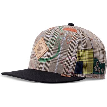 Gorra plana gris y negra snapback Crinklecheck de Djinns