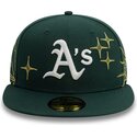 gorra-plana-verde-ajustada-59fifty-zodiac-de-oakland-athletics-mlb-de-new-era